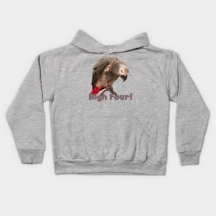 African Grey Parrot Waving High Four Kids Hoodie